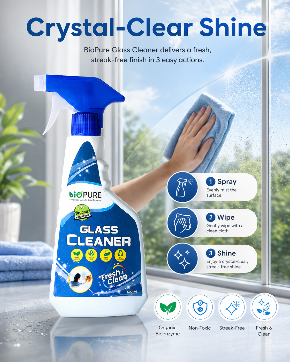 BioPure Glass Cleaner Spray